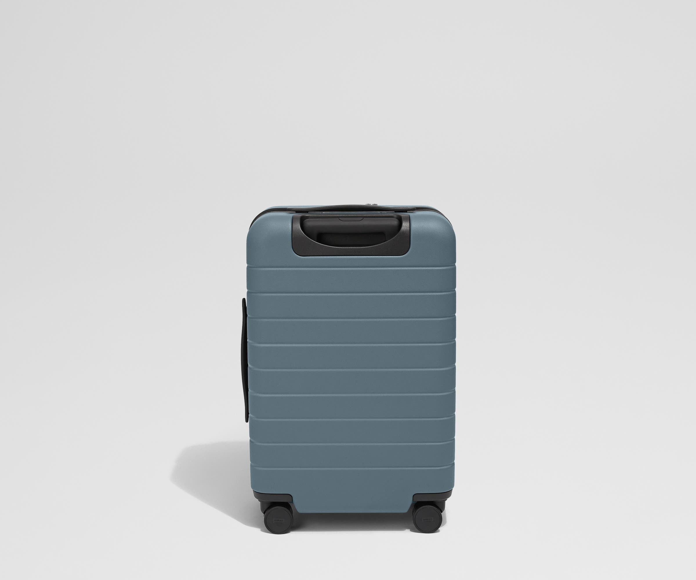 Back product view of The Front Pocket Carry-On suitcase in Coast Blue