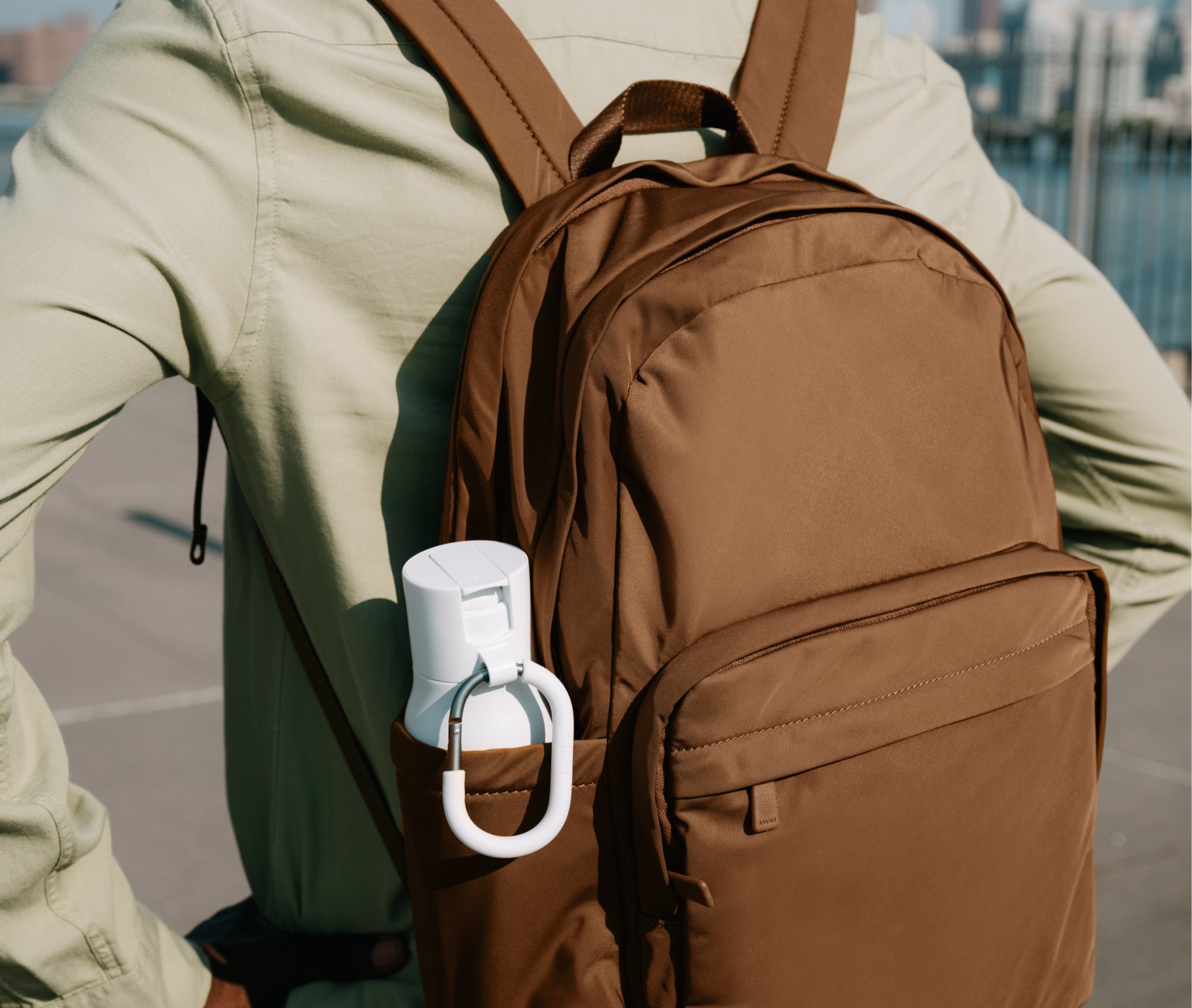 Bottle packed in the exterior bottle pocket