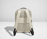 Padded shoulder straps and trolley sleeve on the back of a Salt White Everywhere Zip Backpack