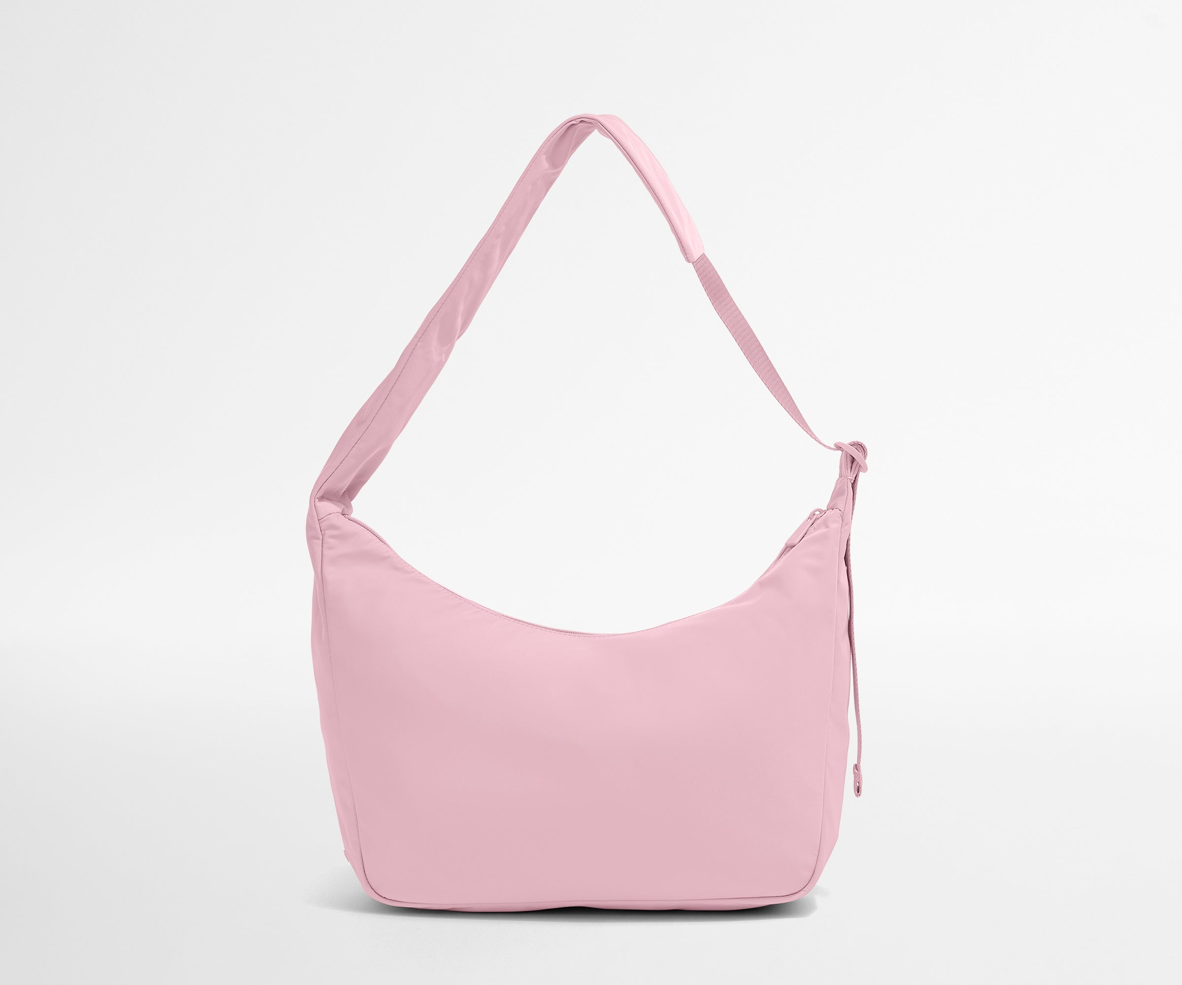 Pink shoulder bag on a light gray background