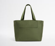 Green tote bag on a white background