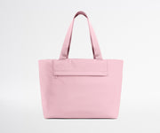 Pink tote bag on a light gray background