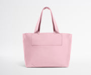 Pink tote bag on a light gray background