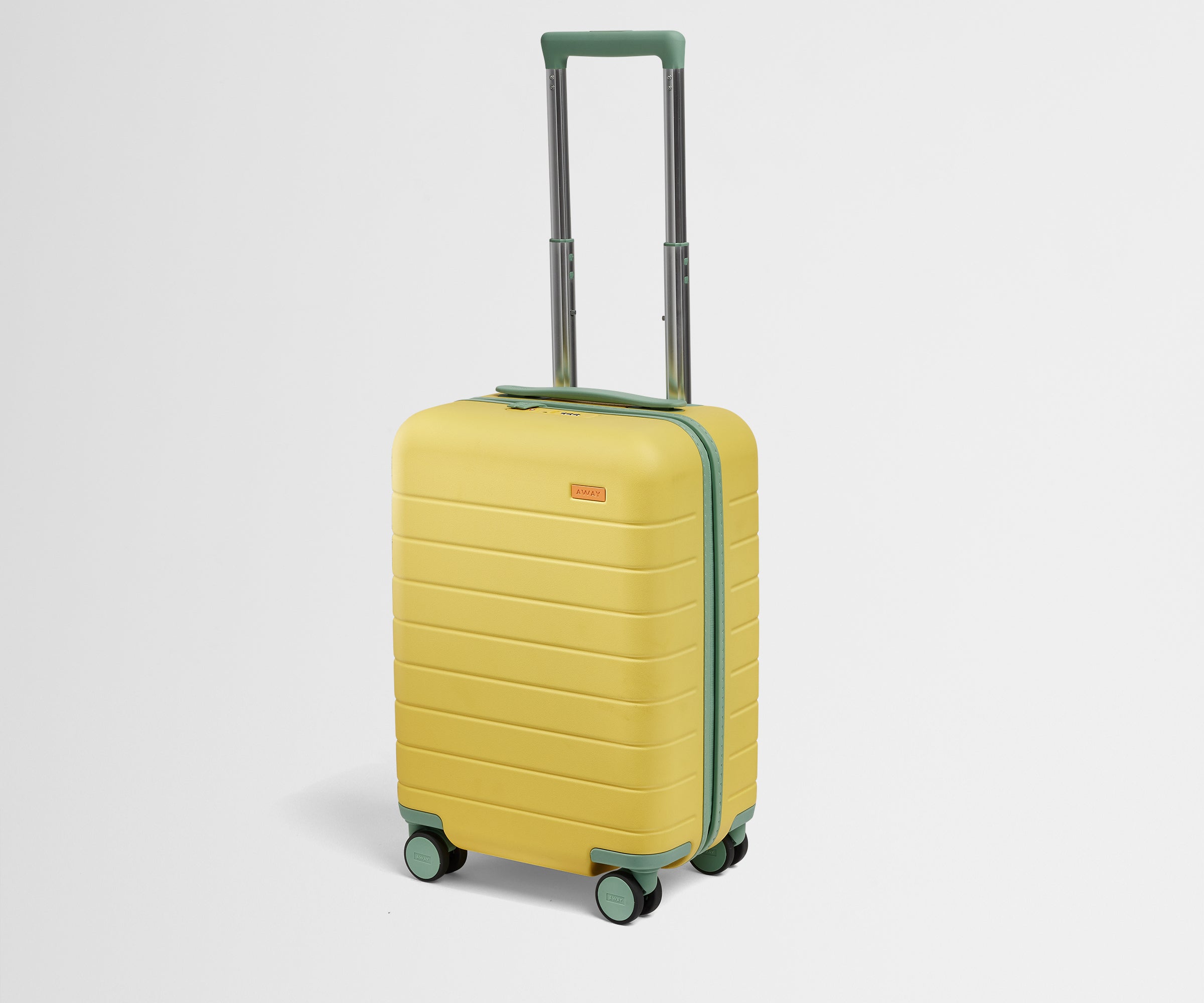 Angled product view of The Kids Carry-On suitcase in Sunshine Yellow