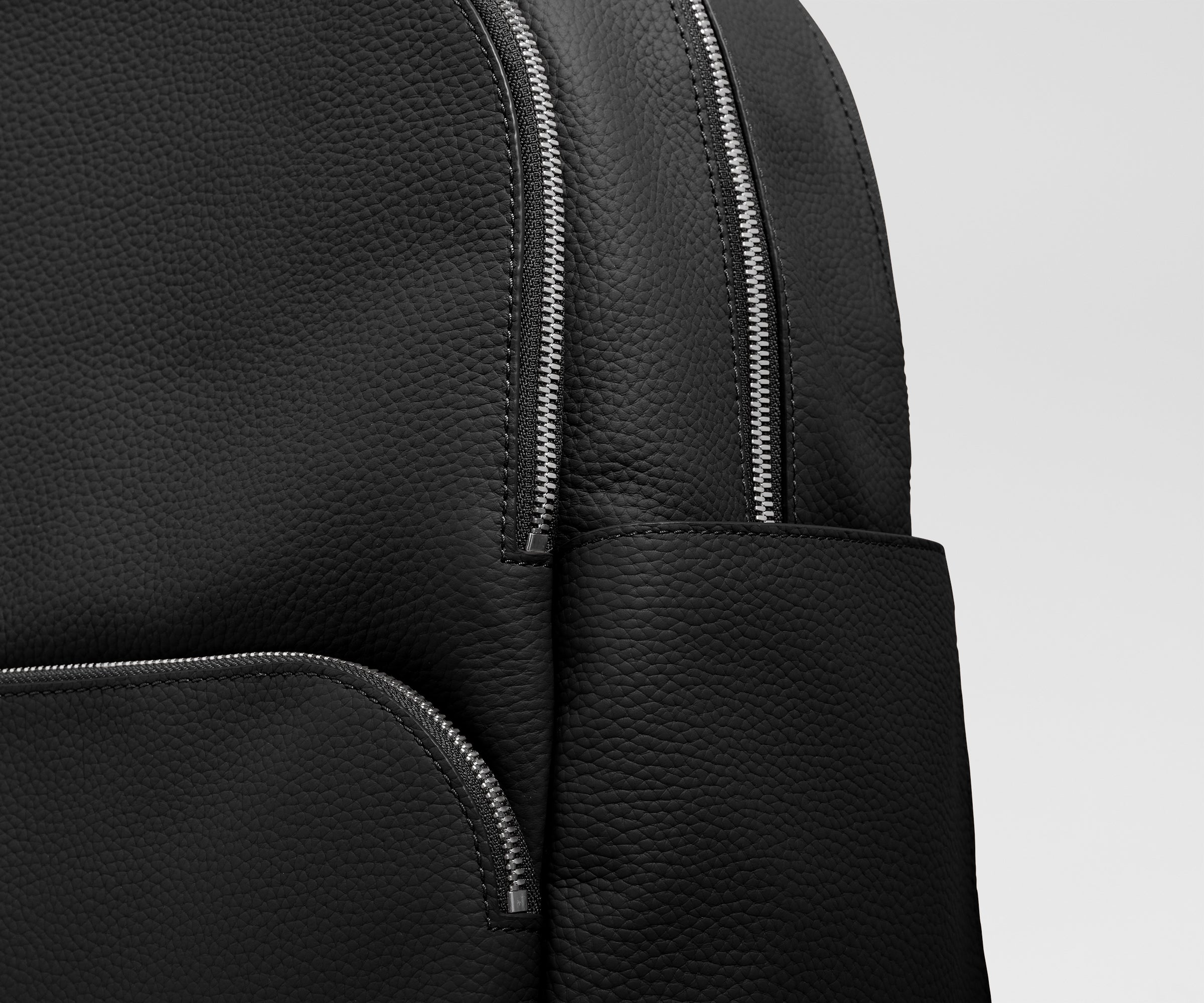 Leather Backpack in Jet Black