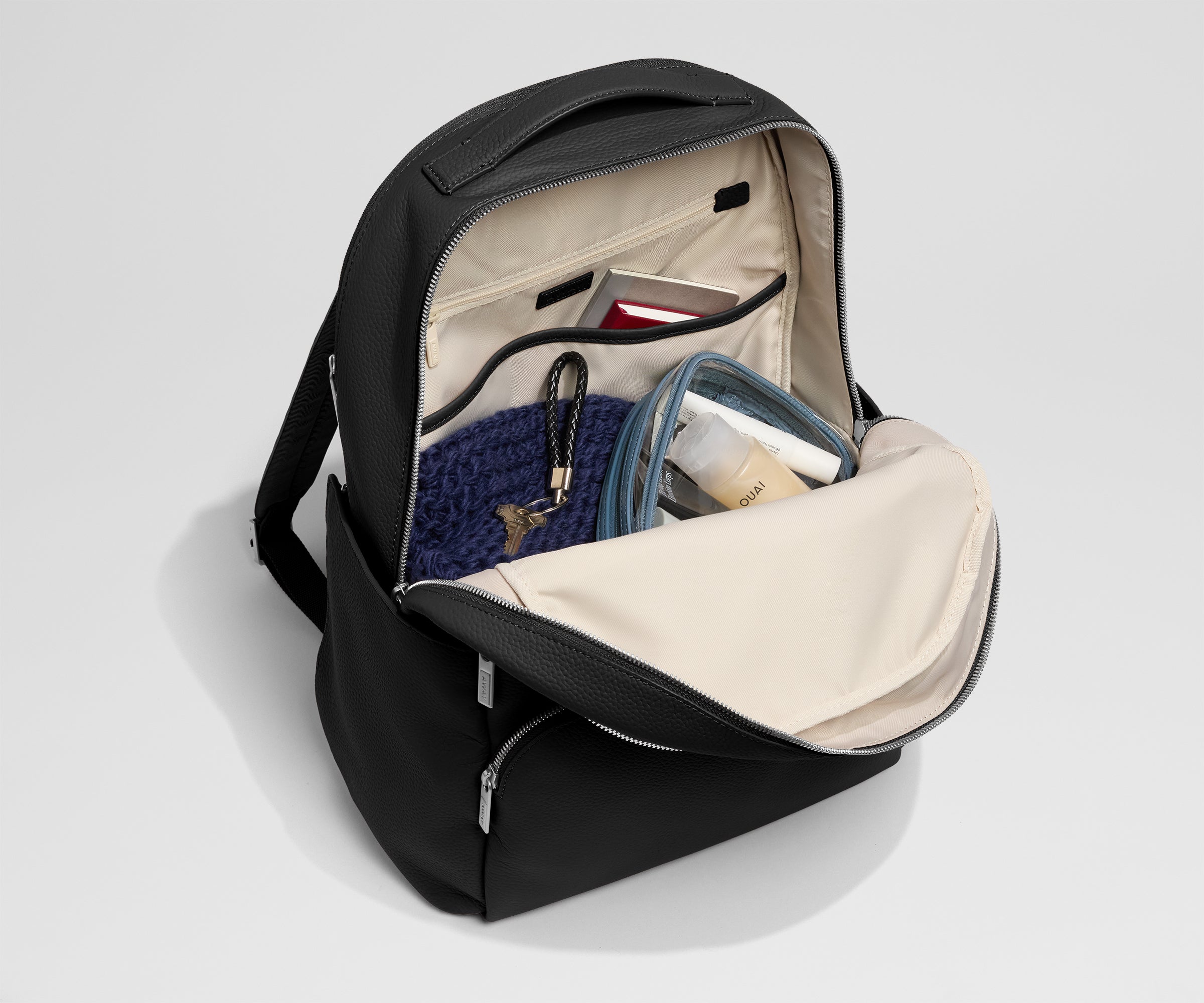 Leather Backpack in Jet Black