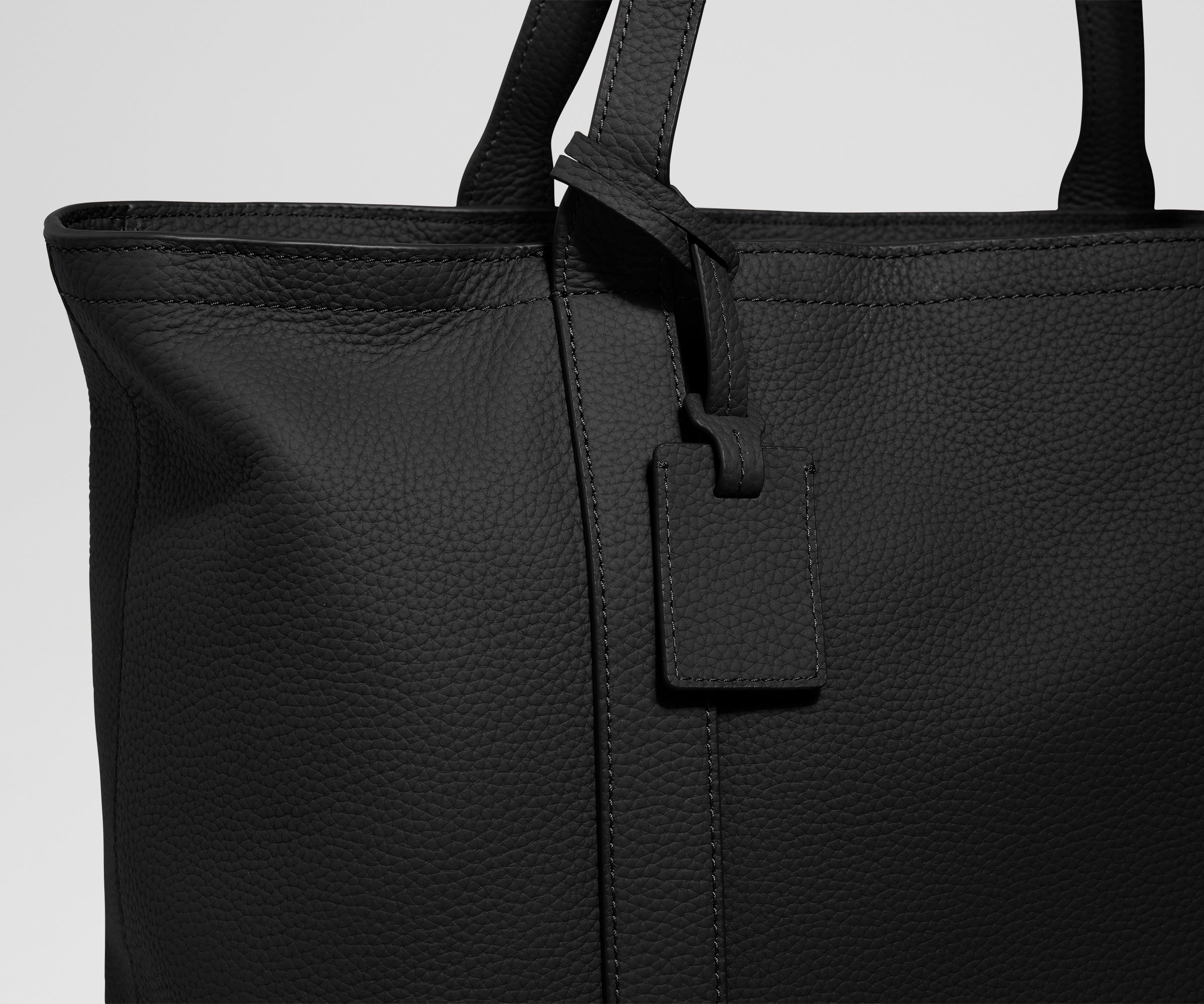Leather Tote in Jet Black