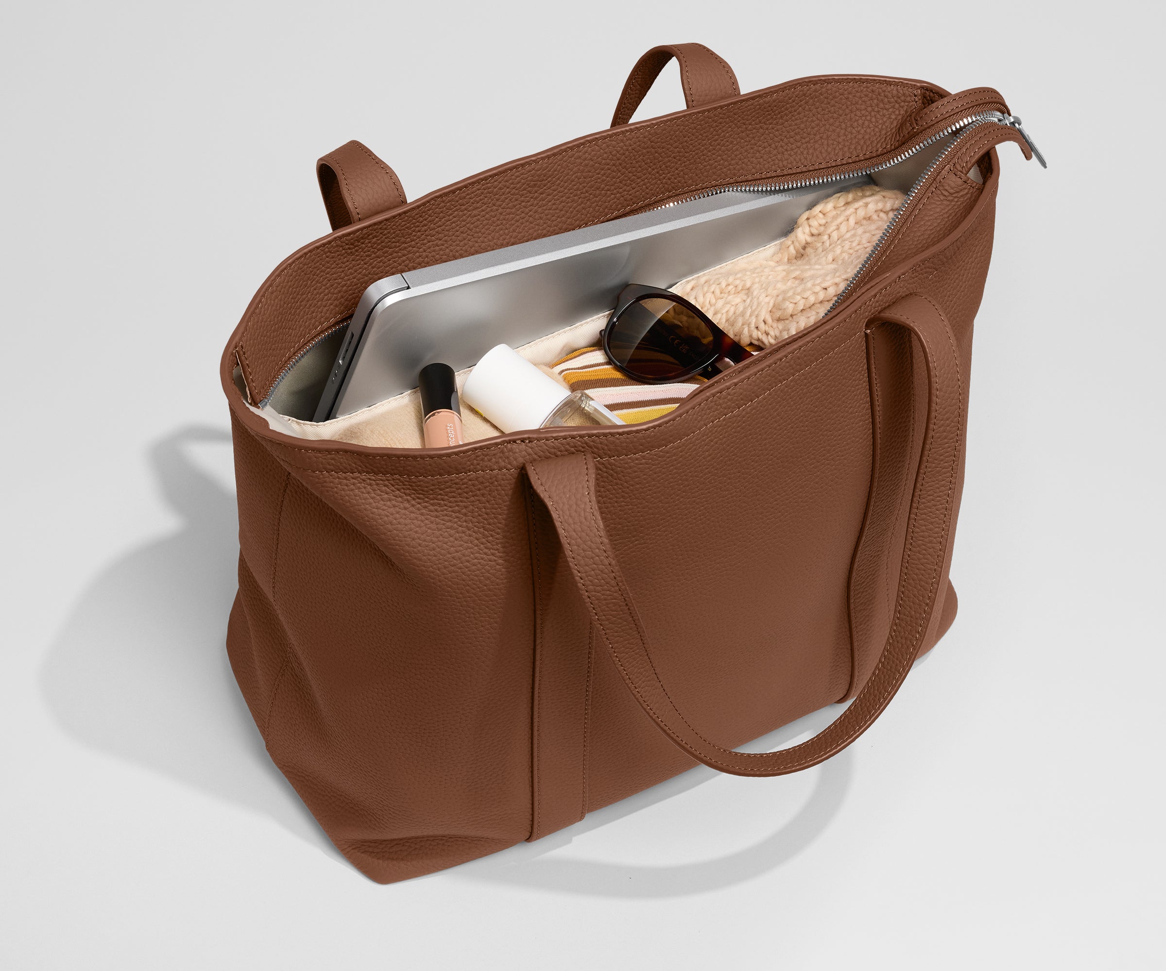 Leather Tote in Saddle Brown
