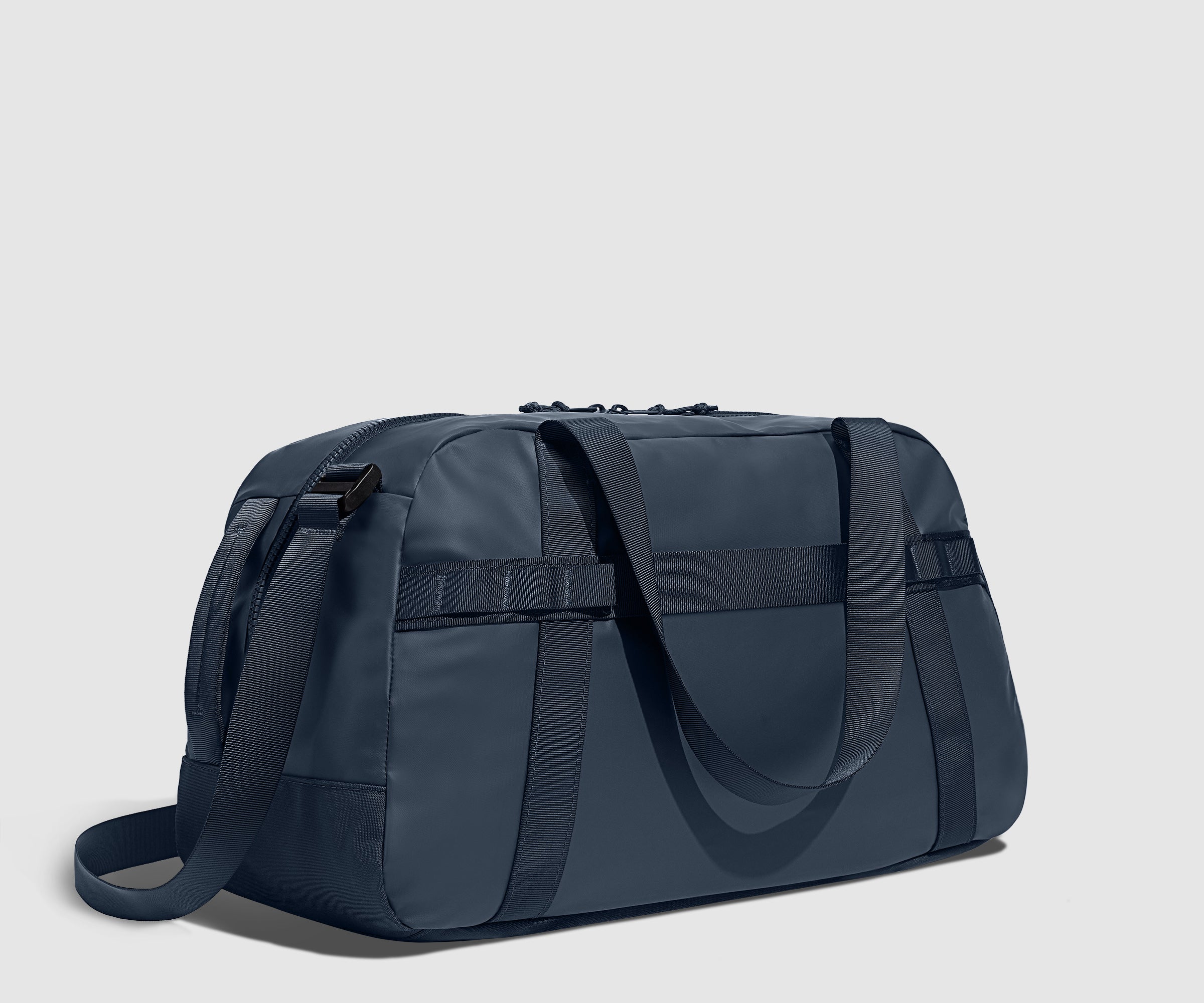 Angled product view of the Active Duffle 40L in Navy Blue