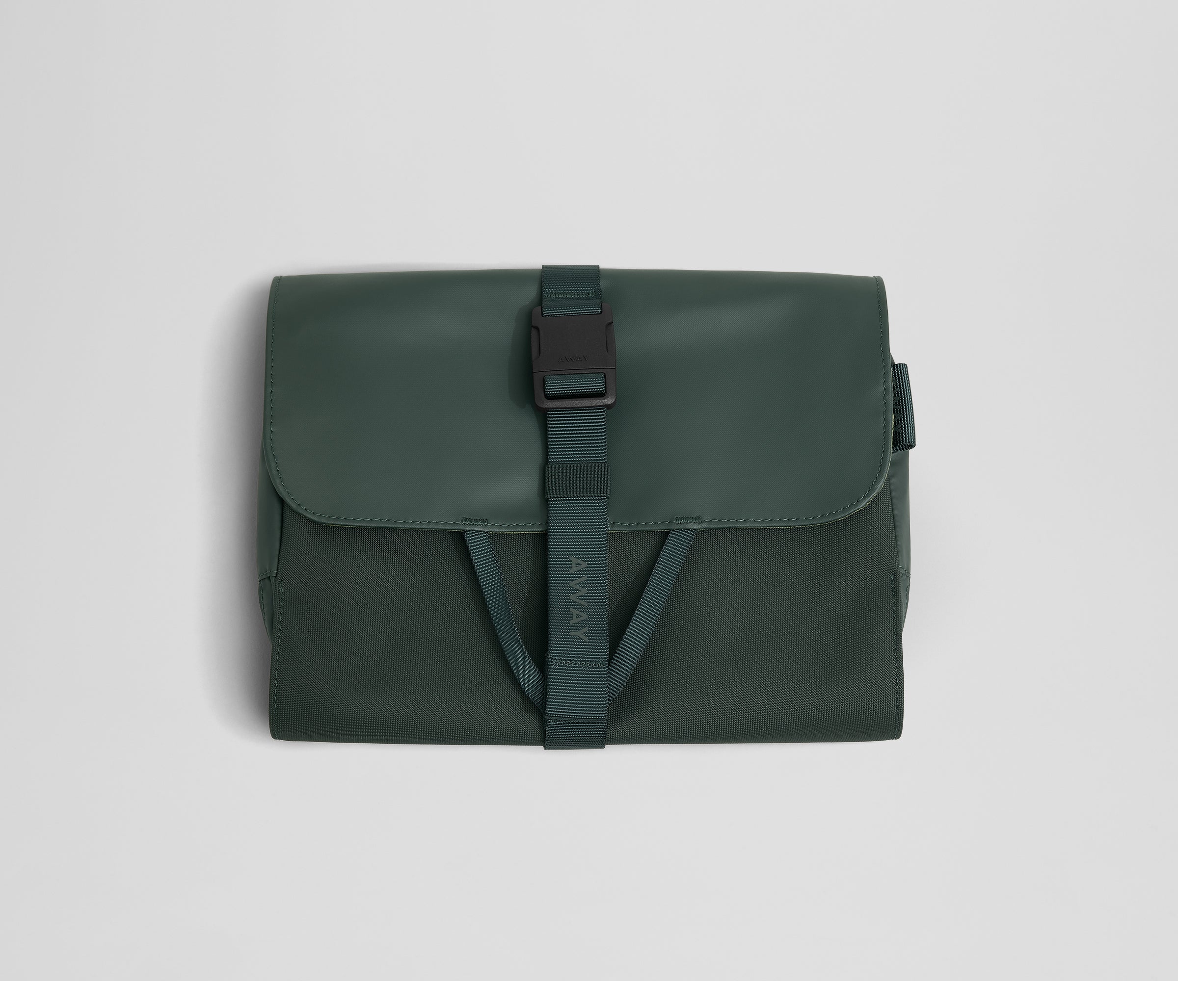 Folded Active Hanging Toiletry Bag with strap buckled