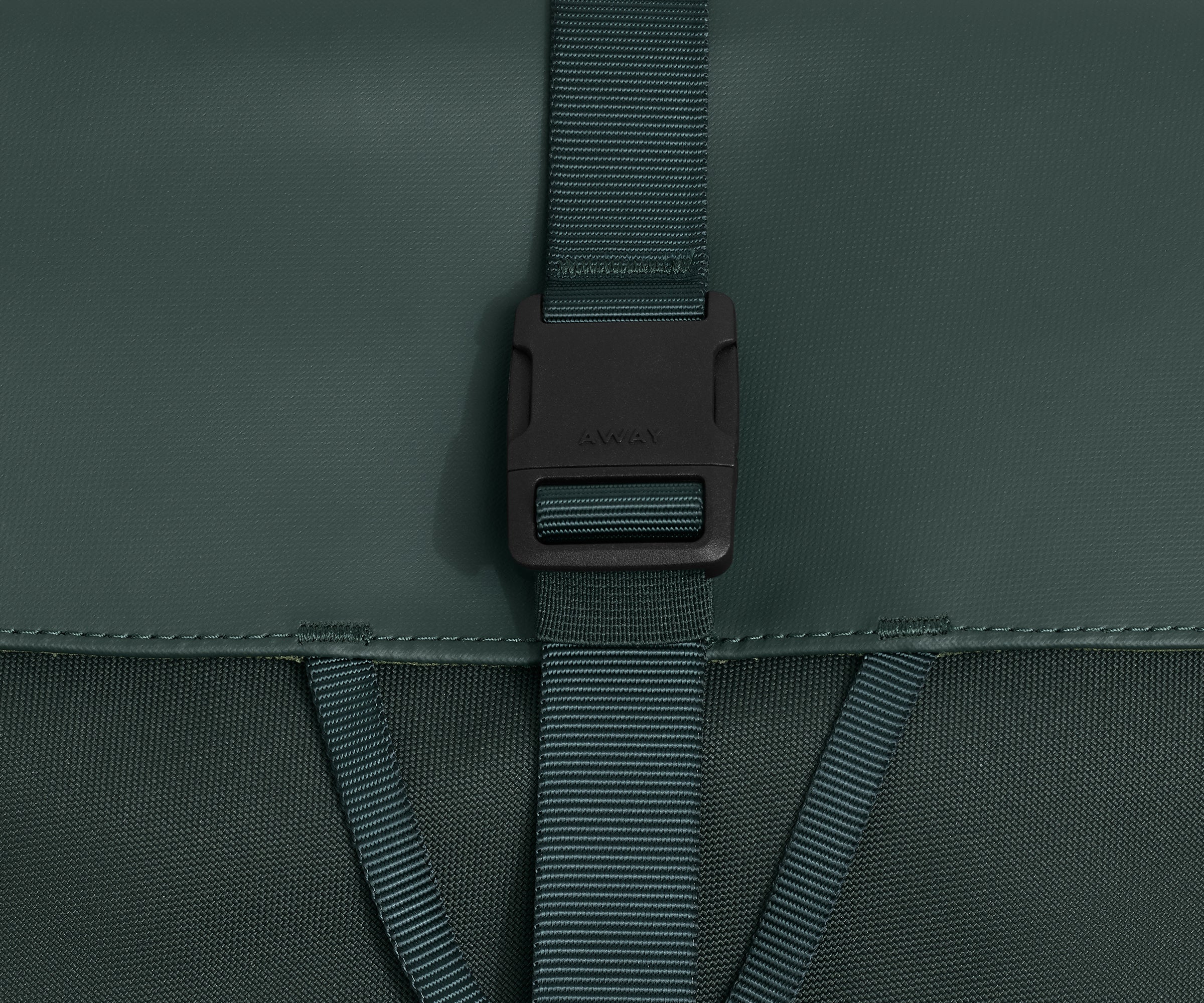 Detailed view of the fabric and buckle strap closure