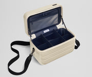 Removable fabric dividers in an empty Train Case