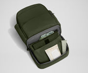 Bottom compartment shown with the included changing pad and Carry-All pouch that fits diapers and wipes