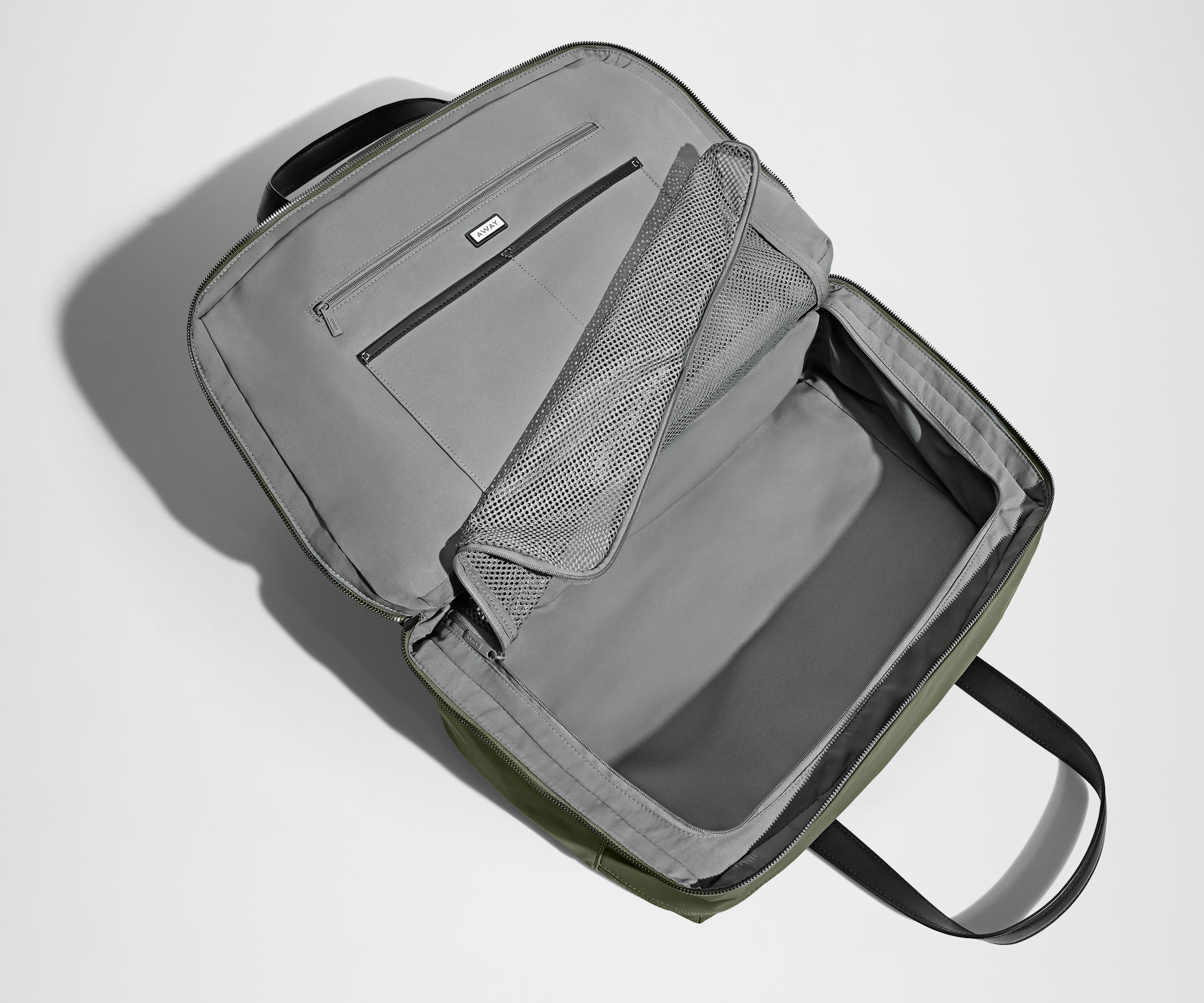 Empty Overnight Bag showing the clamshell opening and depth of the main compartment