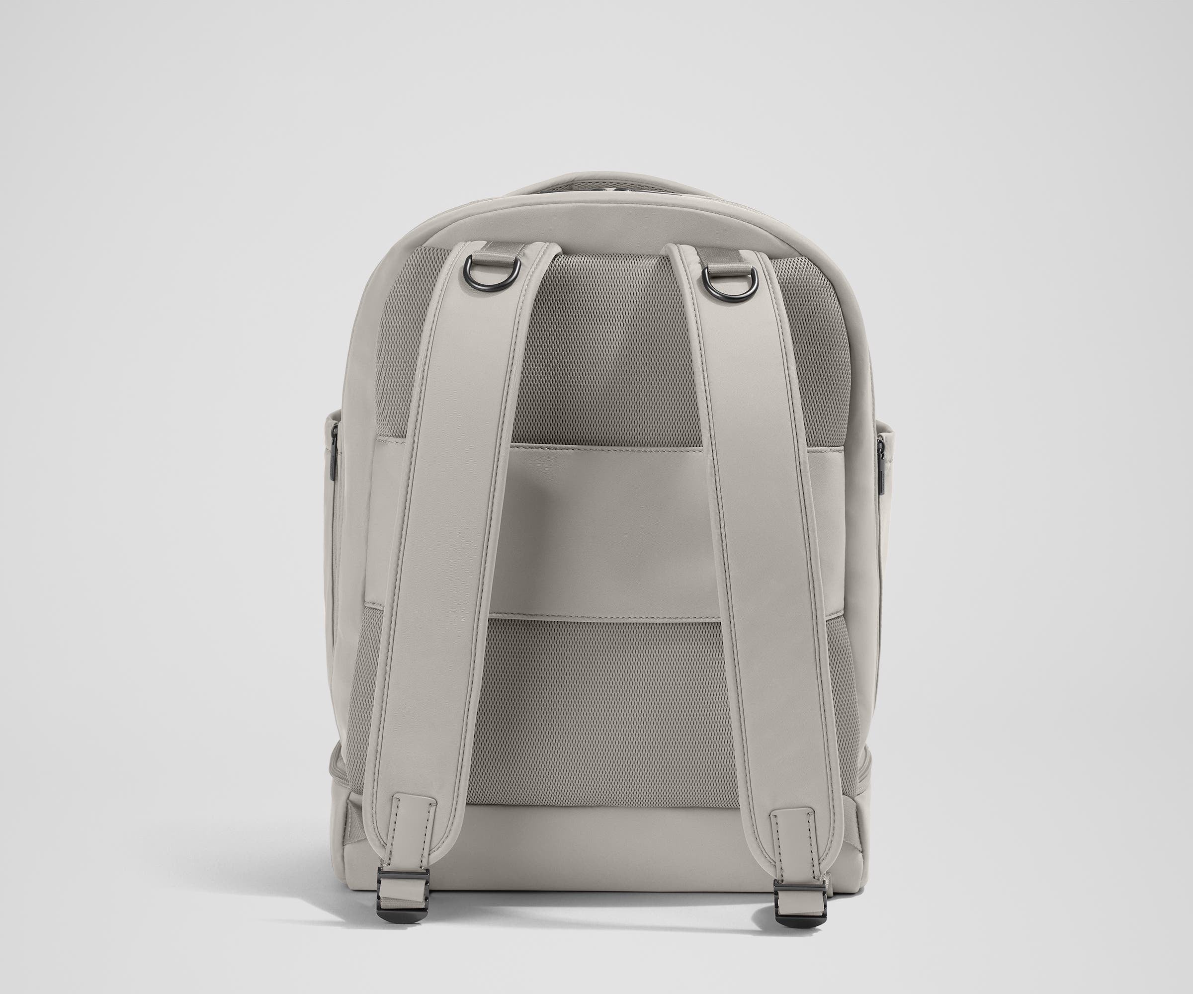 Back view of the Diaper Backpack showing the padded shoulder straps and trolley sleeve