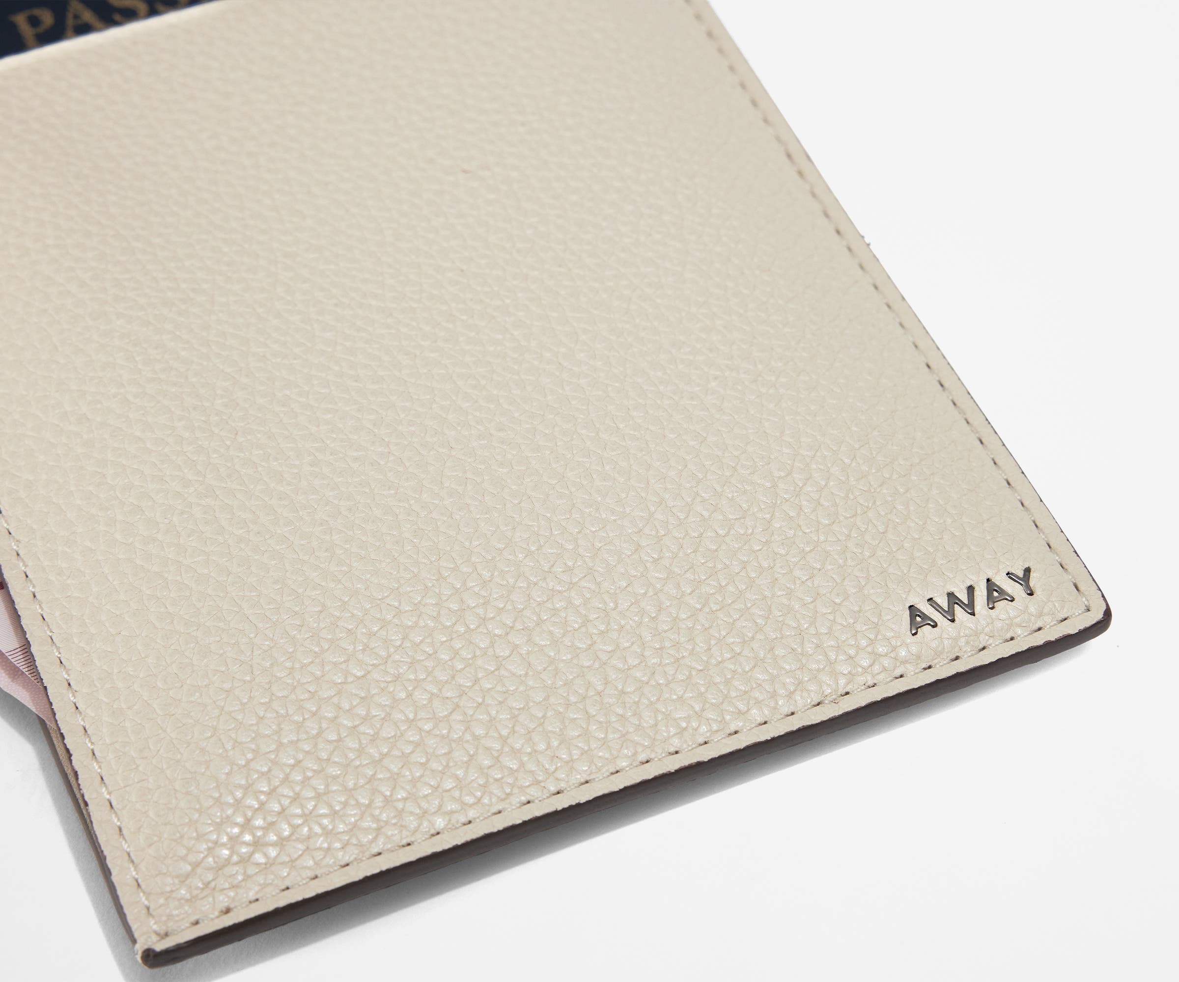 Detailed view of the pebbled leather material