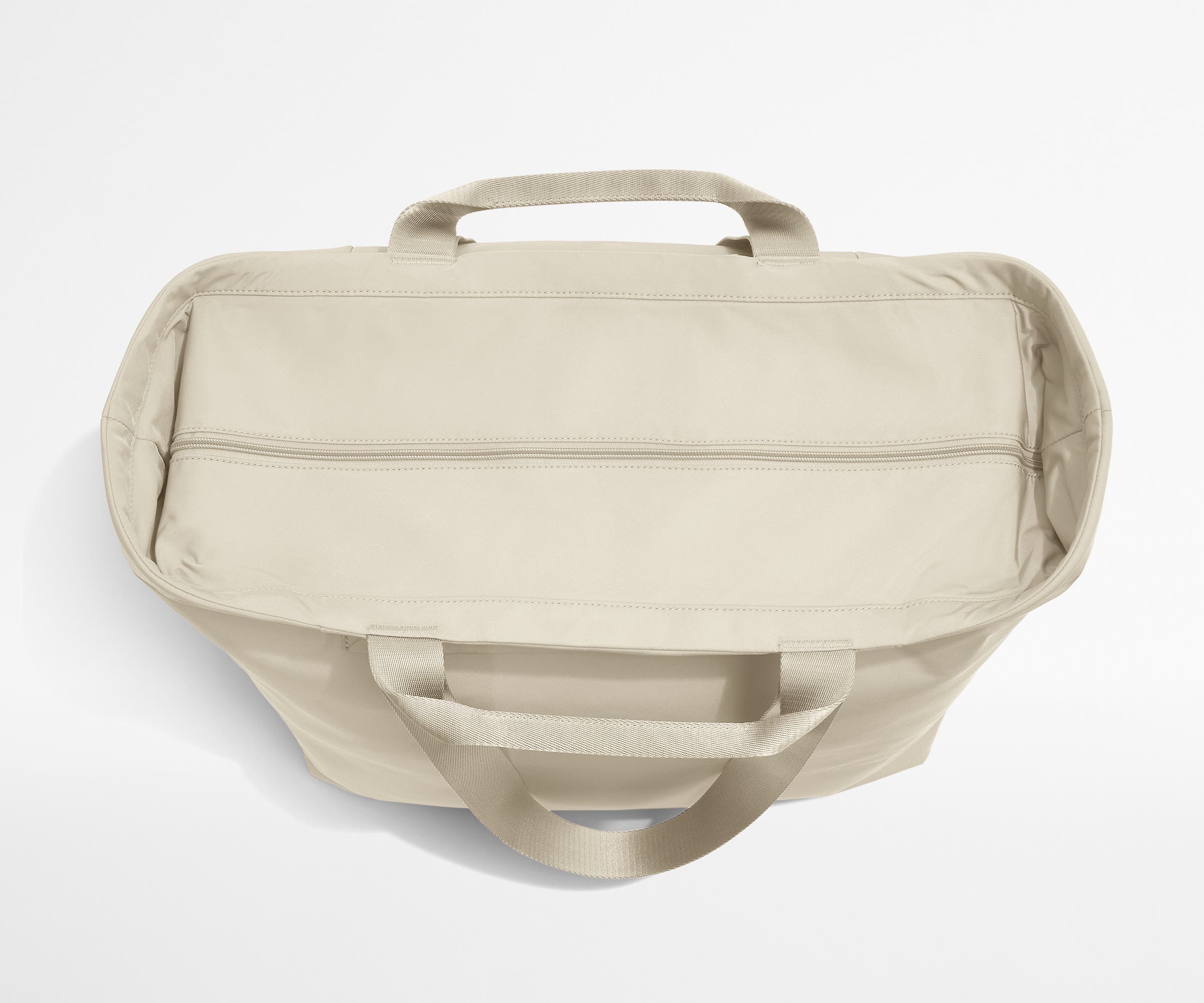 Top-down view of the Large Featherlight Tote showing zipper opening