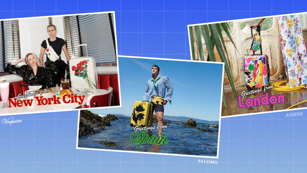 polaroids of fashion designer collab luggage collection