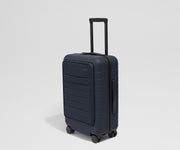 Angled product view of The Front Pocket Carry-On suitcase in Navy Blue
