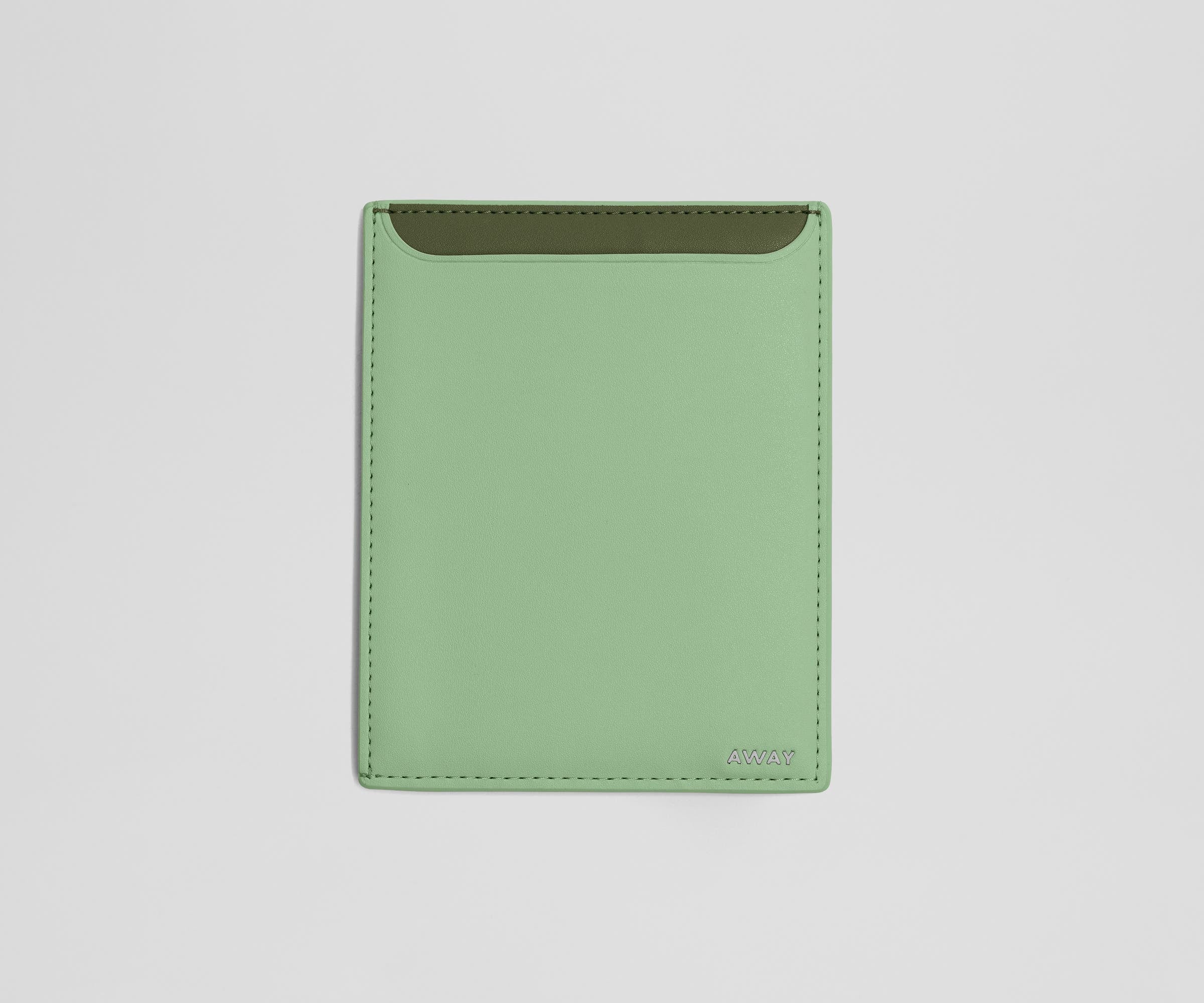 Front view of the passport wallet with a contrasting interior color