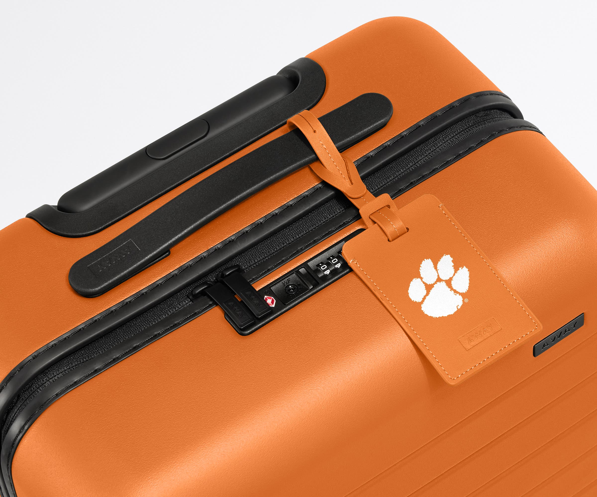Clemson ® Collegiate Luggage Tag on a matching Clemson ® suitcase