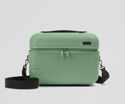 Front view of the Train Case with a detachable shoulder strap