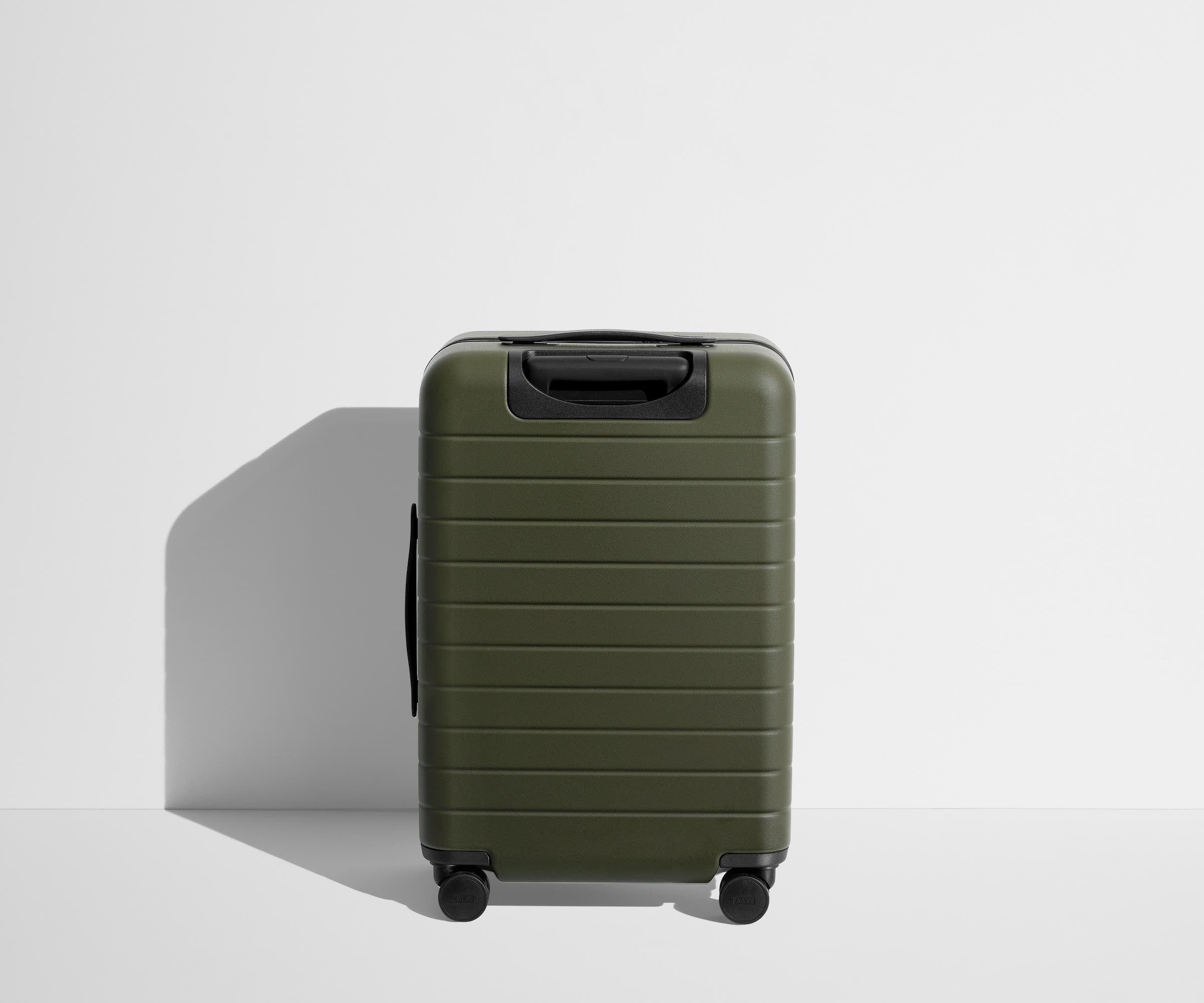 Back product view of The Bigger Carry-On suitcase in Olive Green