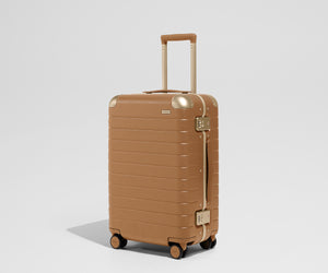 The Aluminum Edge Bigger Carry-On in Cognac Brown