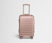 Front view of The Carry-On: Aluminum Edition in Rose Gold with handles raised