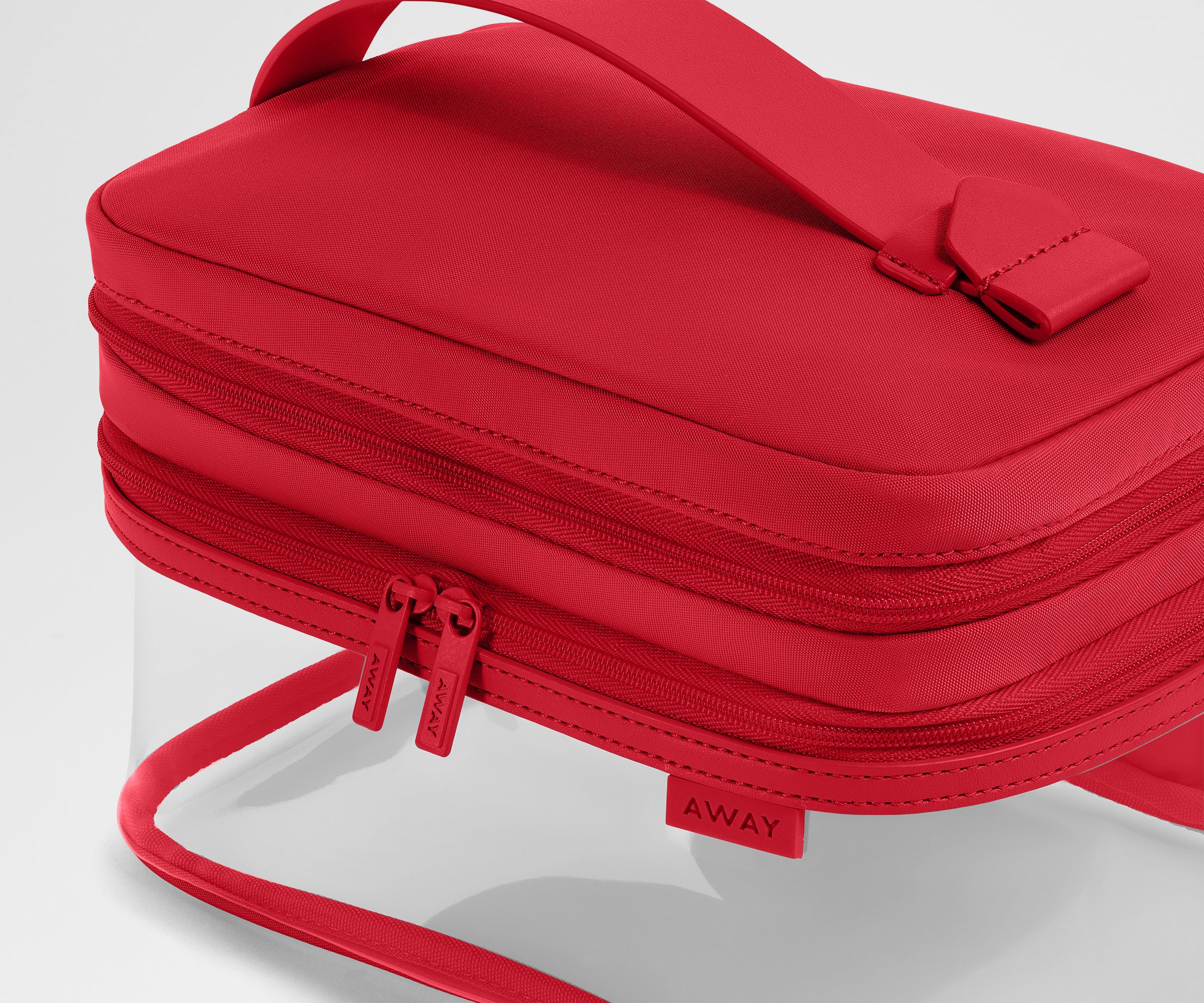 Clear Cosmetic Case in Cherry Red