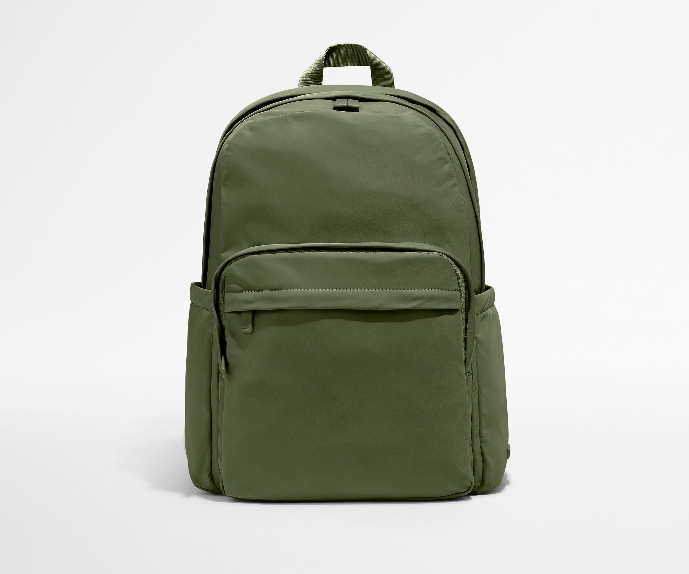 Green backpack on a light gray background
