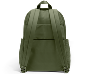 Green backpack on a white background
