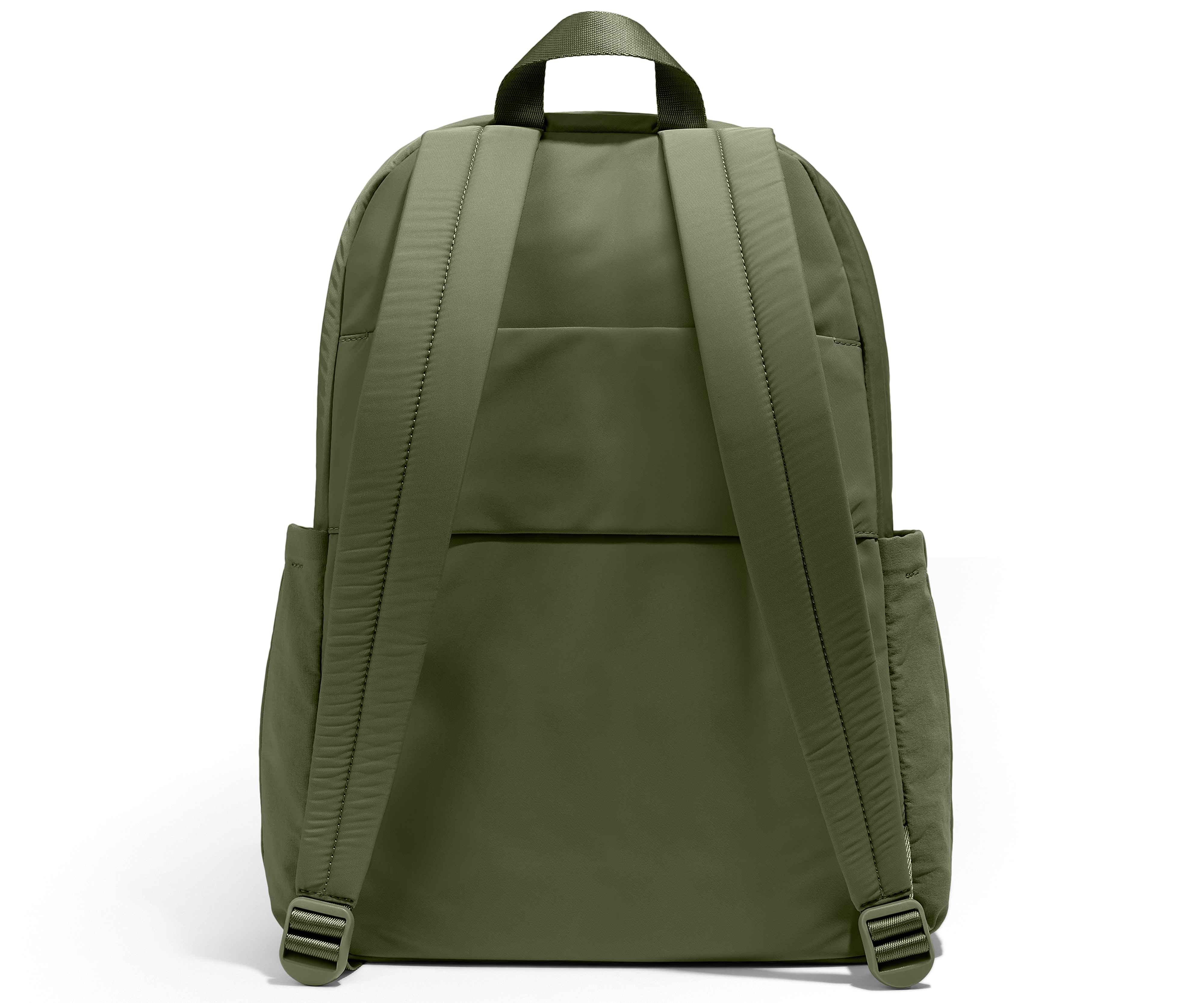 Green backpack on a white background