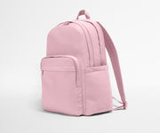Pink backpack on a light gray background