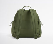 Green backpack on a white background