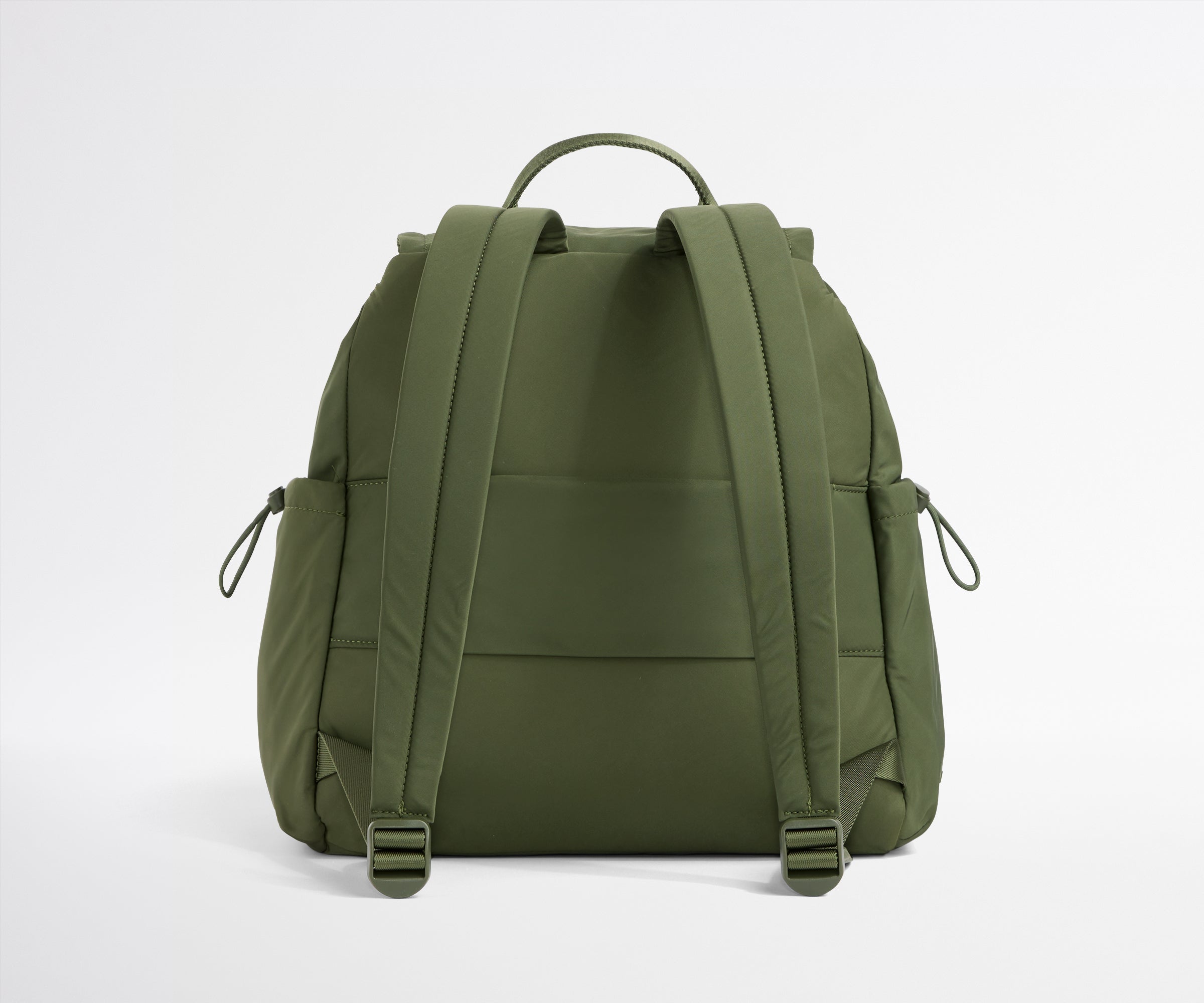 Green backpack on a white background