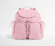 Pink backpack on a light gray background