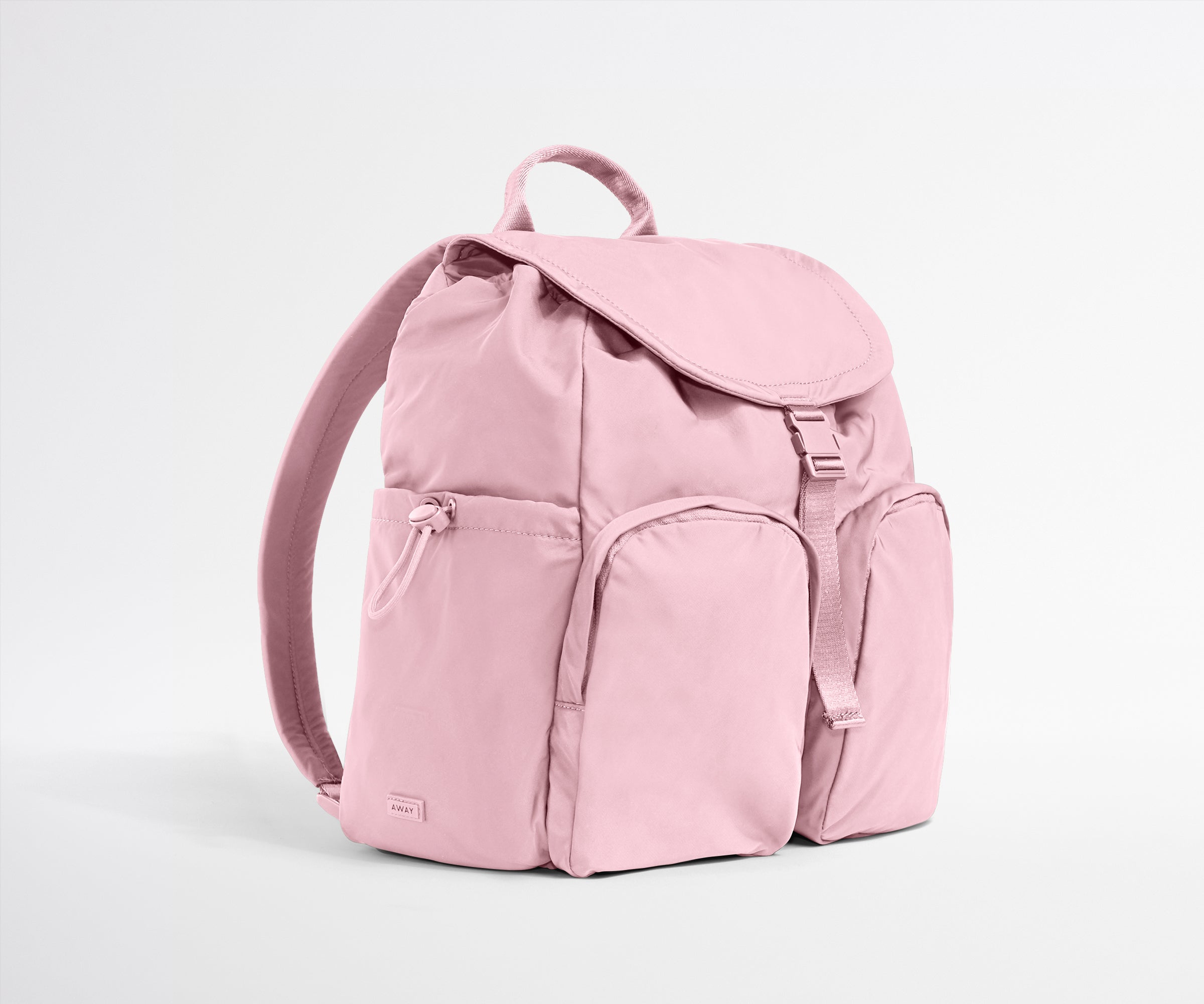Pink backpack on a light gray background