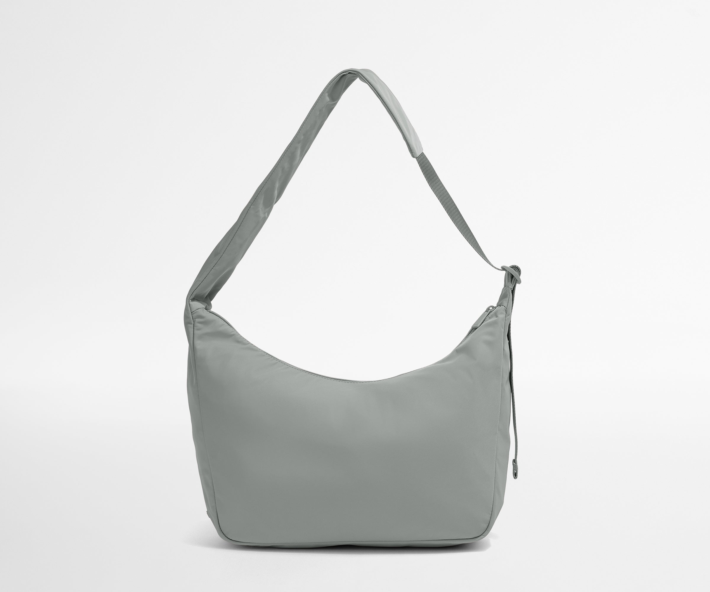 Gray shoulder bag on a light gray background