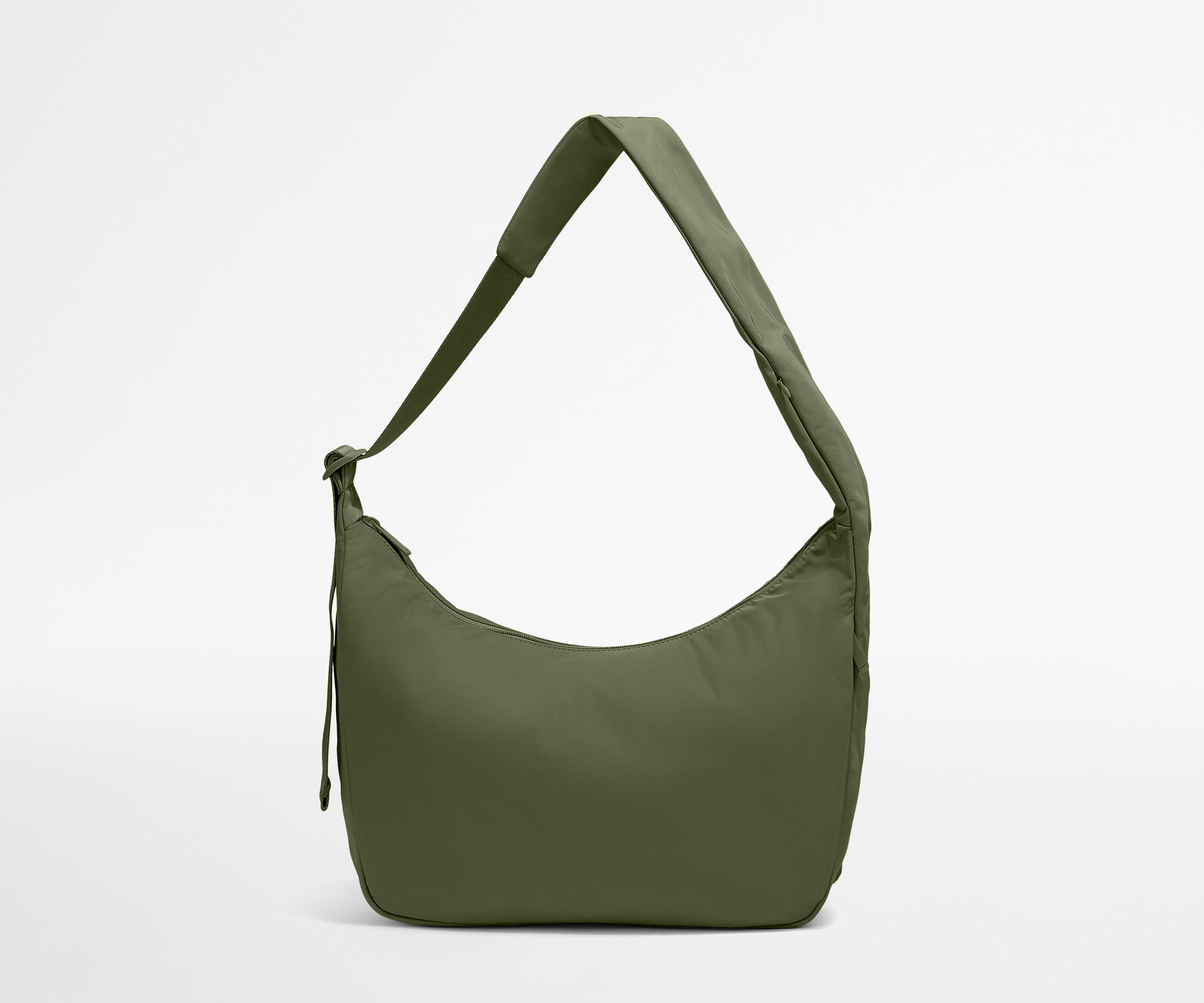 Green shoulder bag on a light gray background