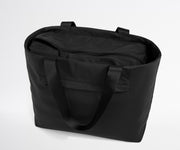 Black tote bag on a white background