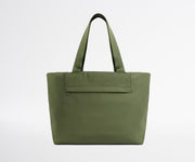 Green tote bag on a white background
