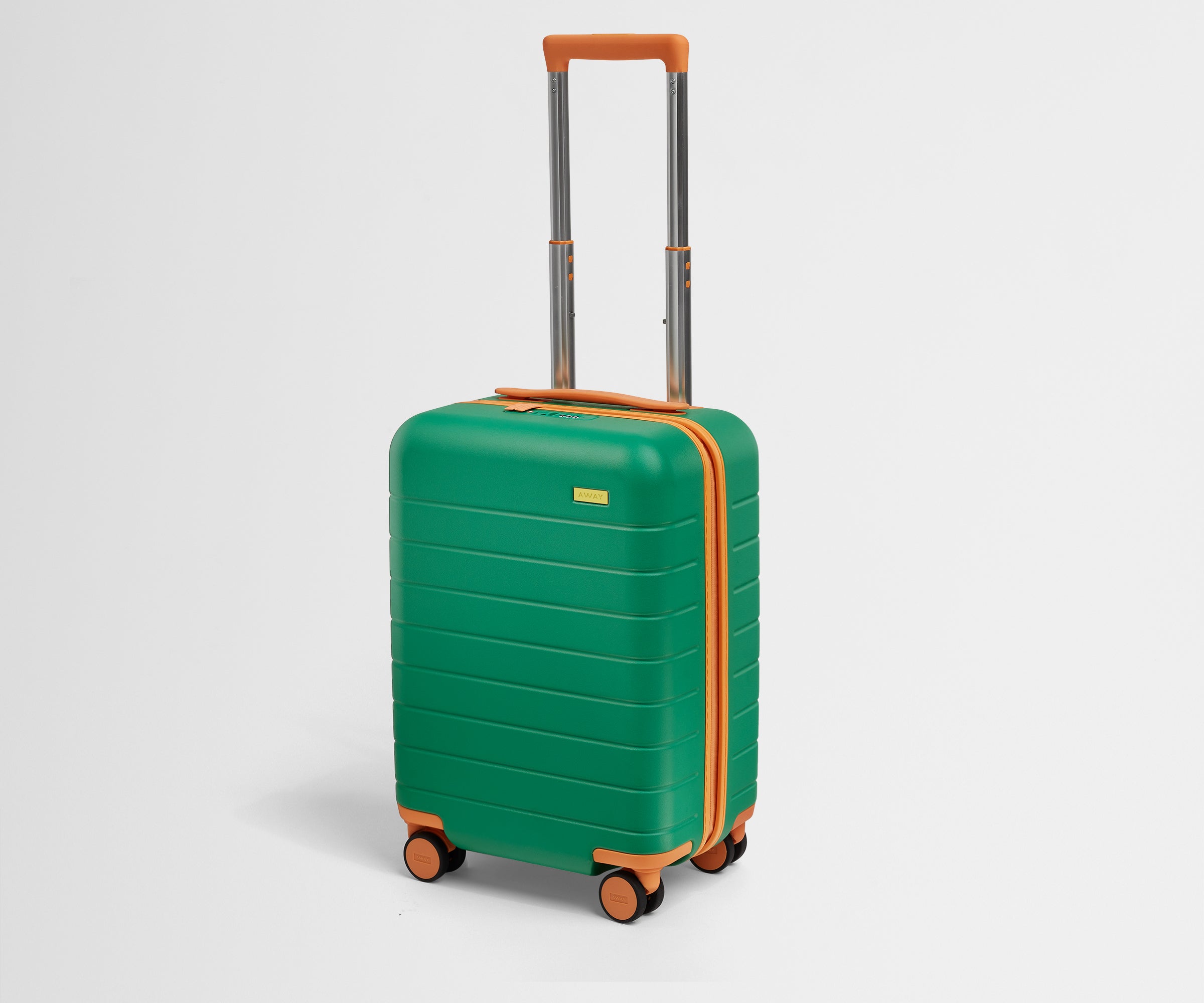 Angled product view of The Kids Carry-On suitcase in Froggy Green