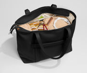 Leather Tote in Jet Black