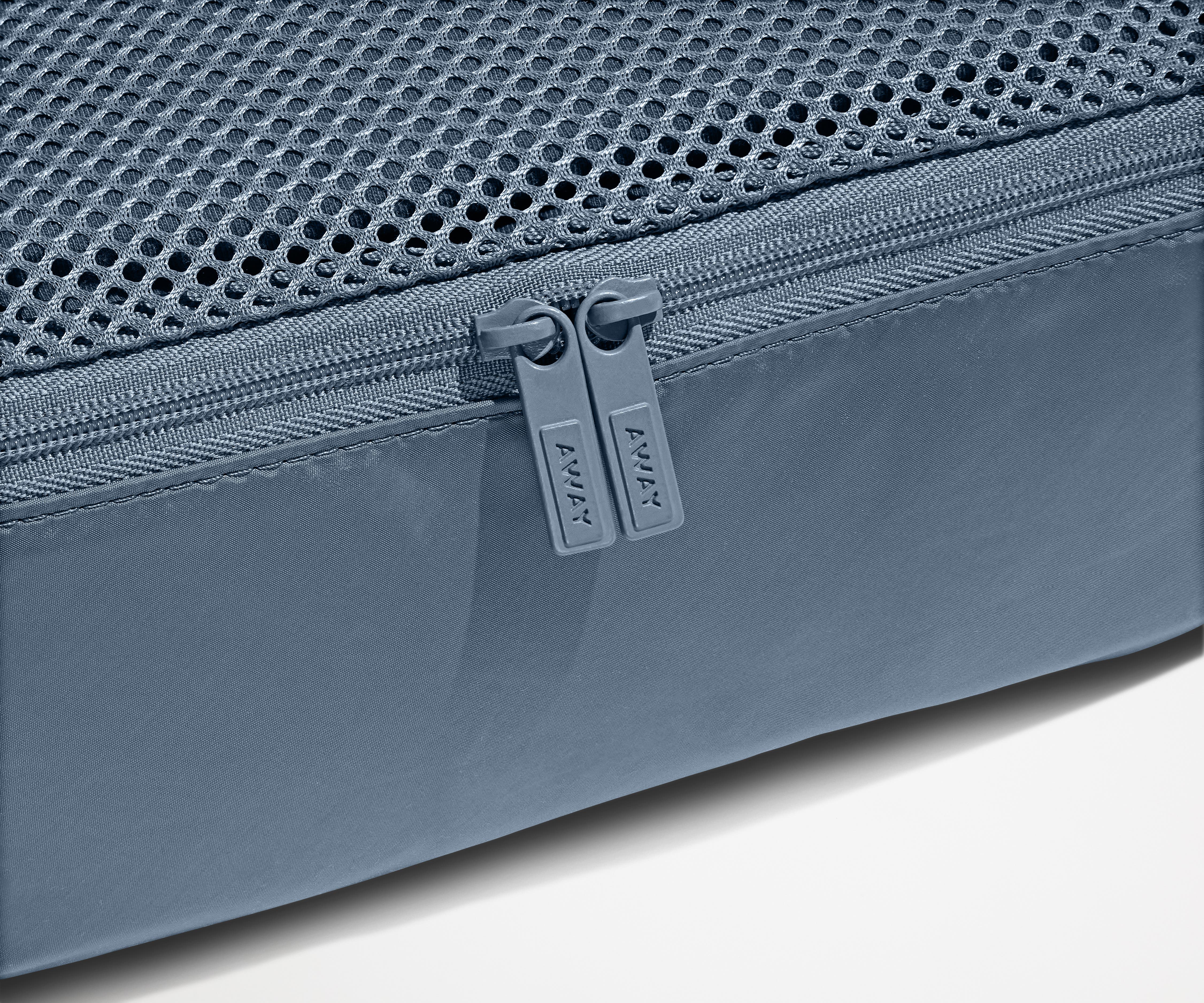 Close up view of the nylon Packing Cube and mesh top