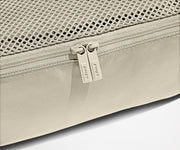 Close up view of the nylon Packing Cube and mesh top