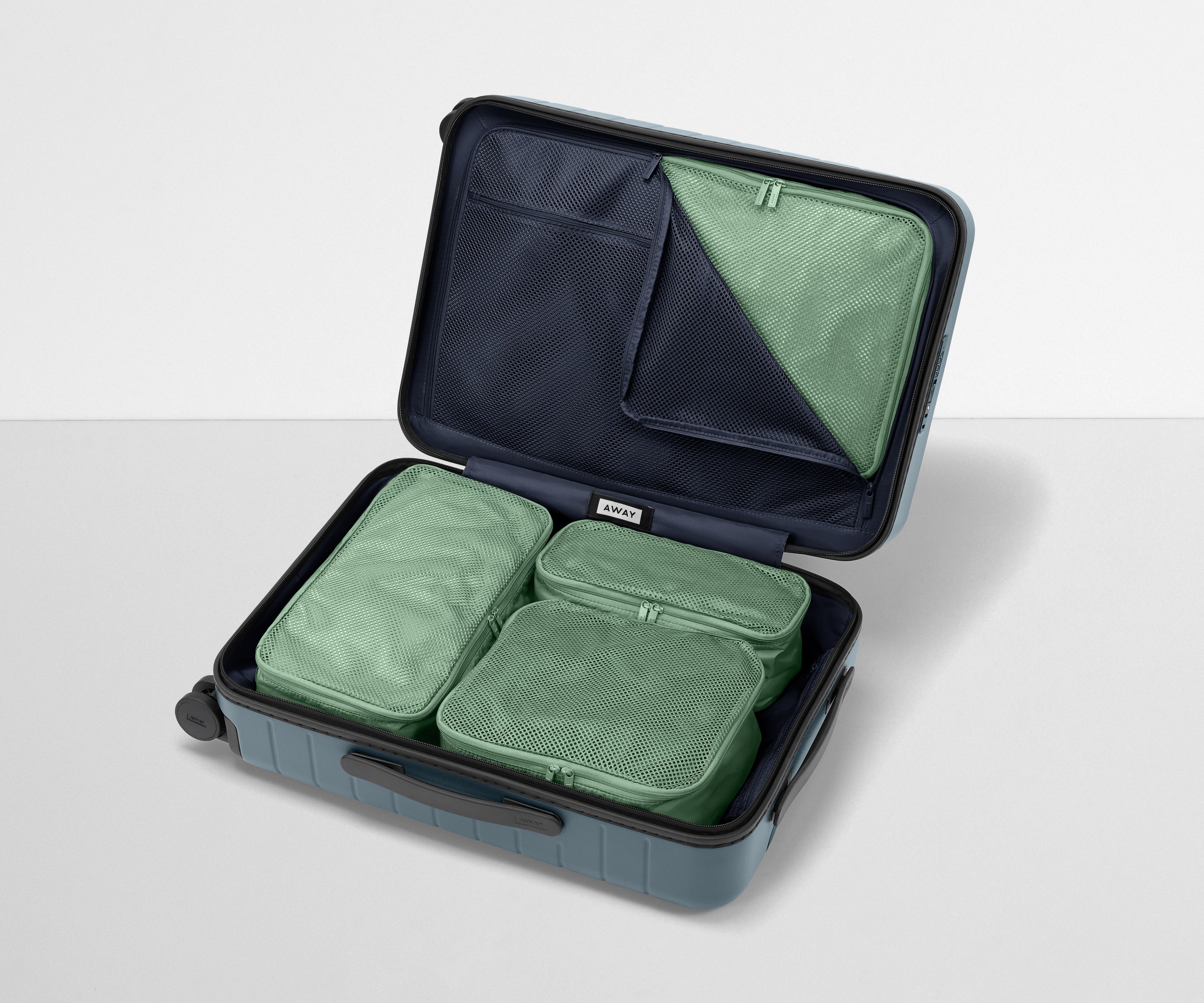 Four Insider Packing Cubes shown inside The Bigger Carry-On