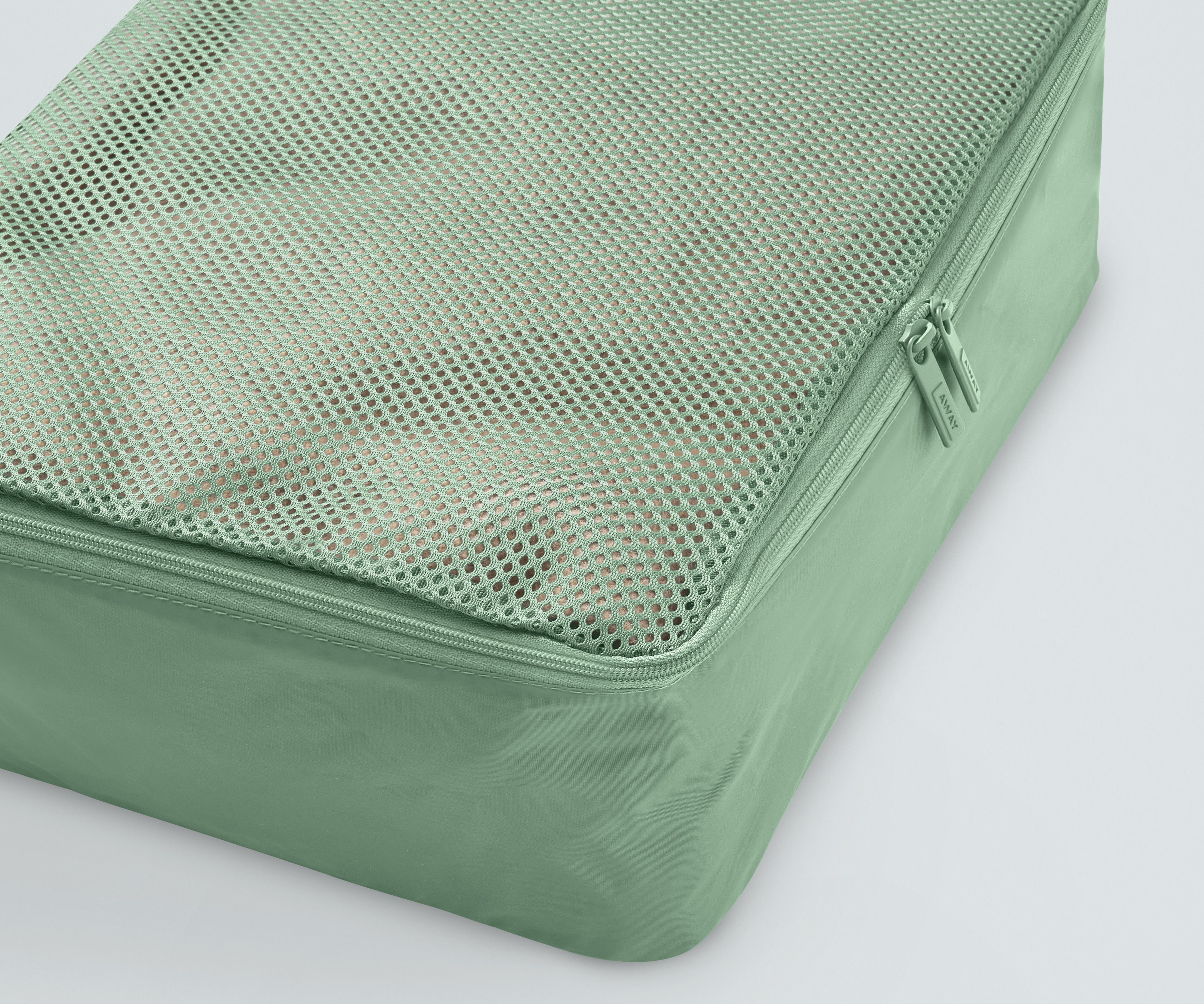 Close up view of the nylon Packing Cube and mesh top