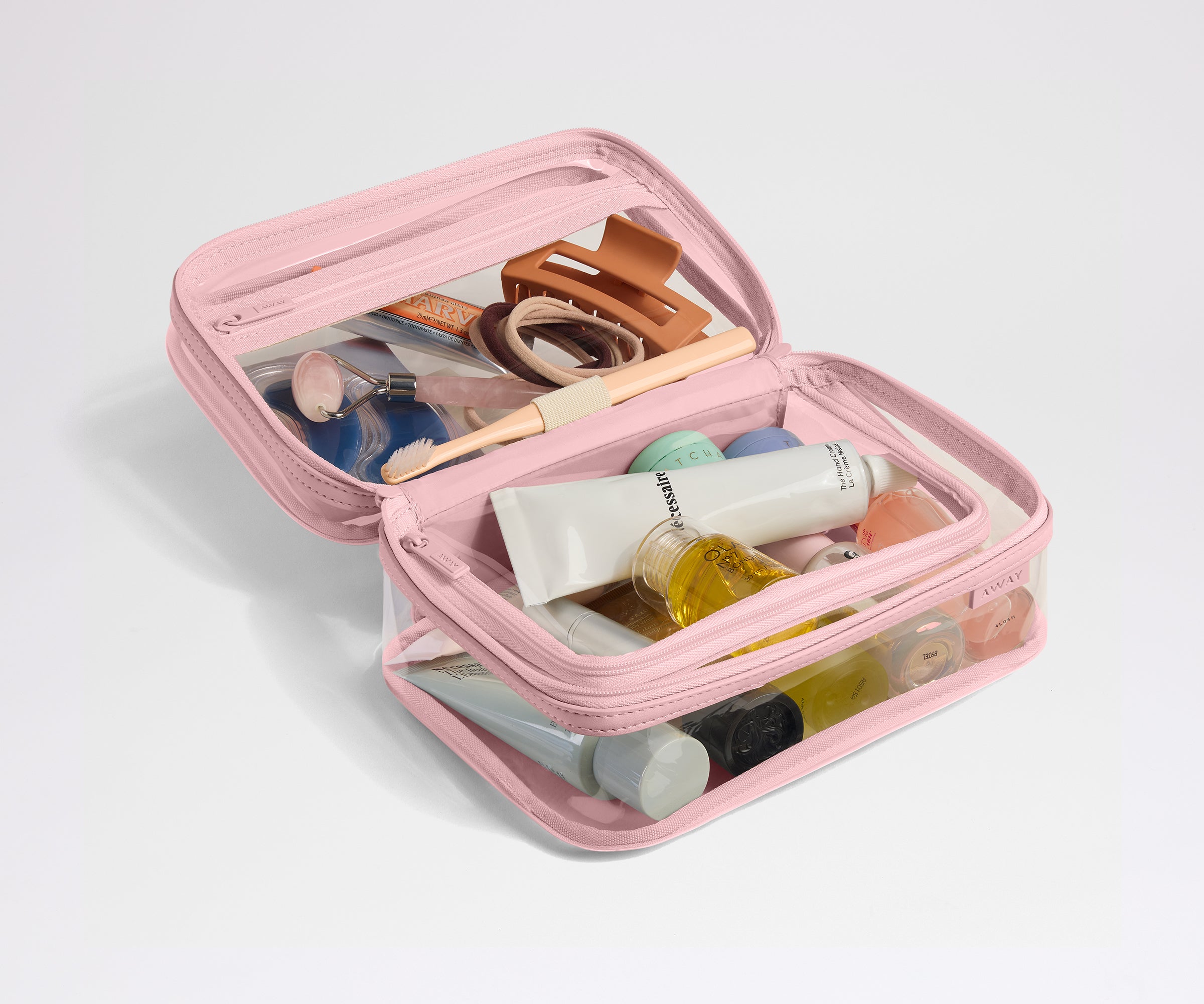 Clear Toiletry Bag in Blush Pink