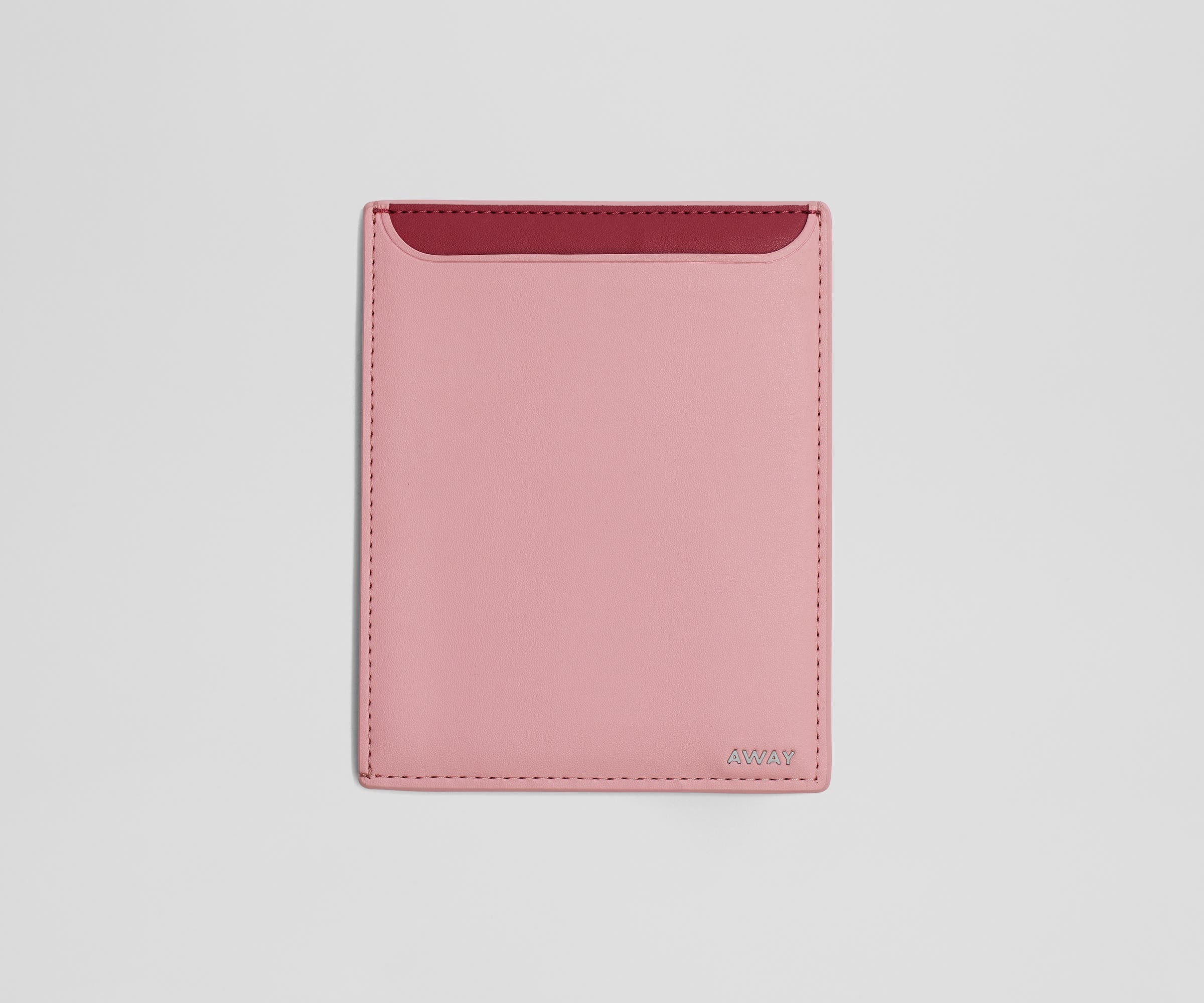 Front view of the passport wallet with a contrasting interior color